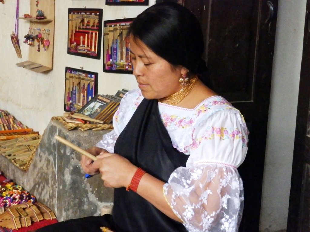 Making panpipes, Sheila Sims